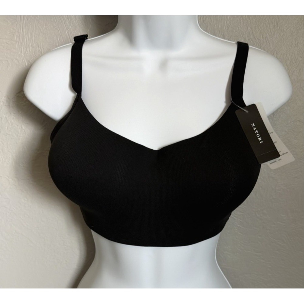 NWT Natori Limitless Womens Bra 34DDD Black Wicking Wireless Sports 723195
